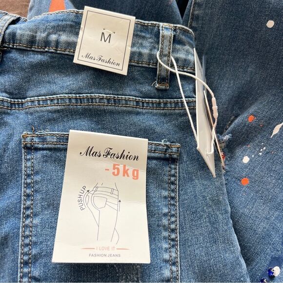 MÁS FASHION Embellished Wide Leg Jeans Size M - Picture 9 of 11